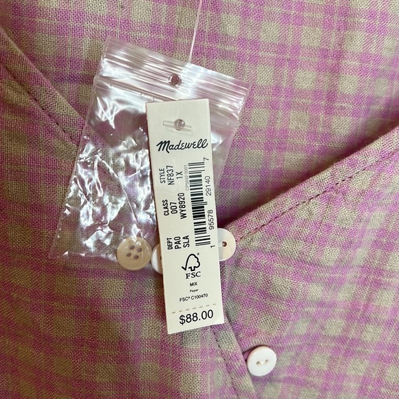 MADEWELL | Linen Blend Gingham Wrap Top - Picture 3 of 9